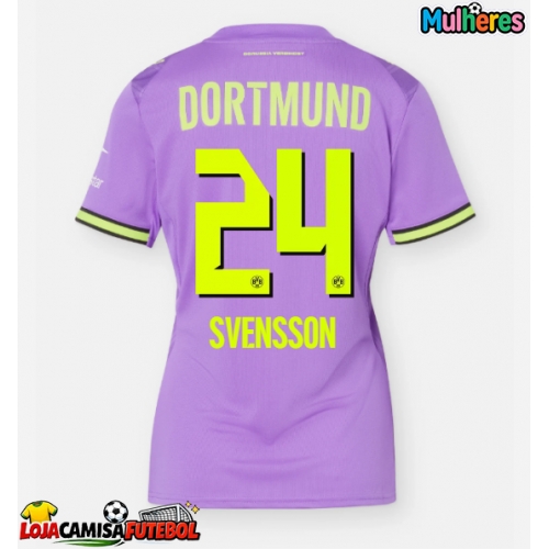Camisa de Futebol Borussia Dortmund Daniel Svensson #24 Equipamento Alternativo Mulheres 2026-27 Manga Curta